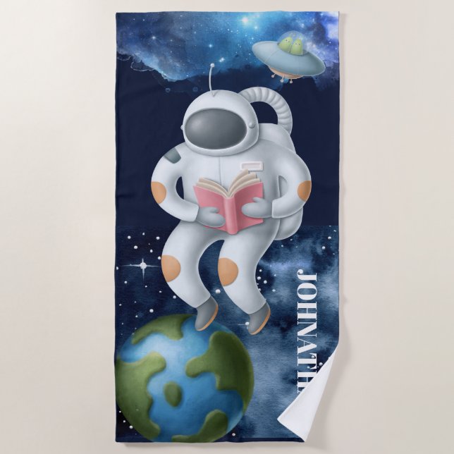 Serviette De Plage Astronaut espace flottant dessin animé enfants gal (Devant)