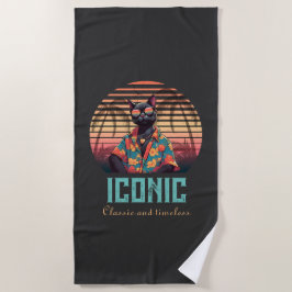 Serviette De Plage Attitude de chat Tropical intemporelle