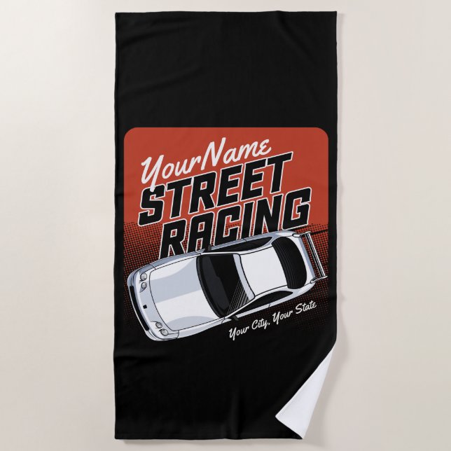 Serviette De Plage Automobile de course de rue personnalisée  (Devant)