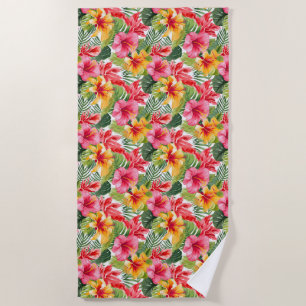 Serviette de plage aux fleurs tropicales