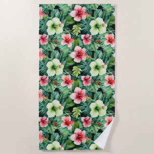 Serviette de plage aux fleurs tropicales