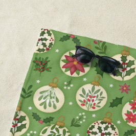 Serviette de plage aux ornements de Noël dessinés