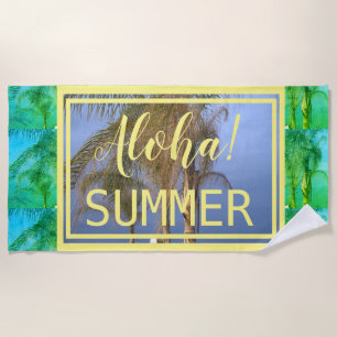 Serviette de plage aux palmiers verts d'été Aloha