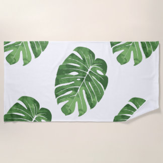 Serviette de plage avec imprimé feuille tropical