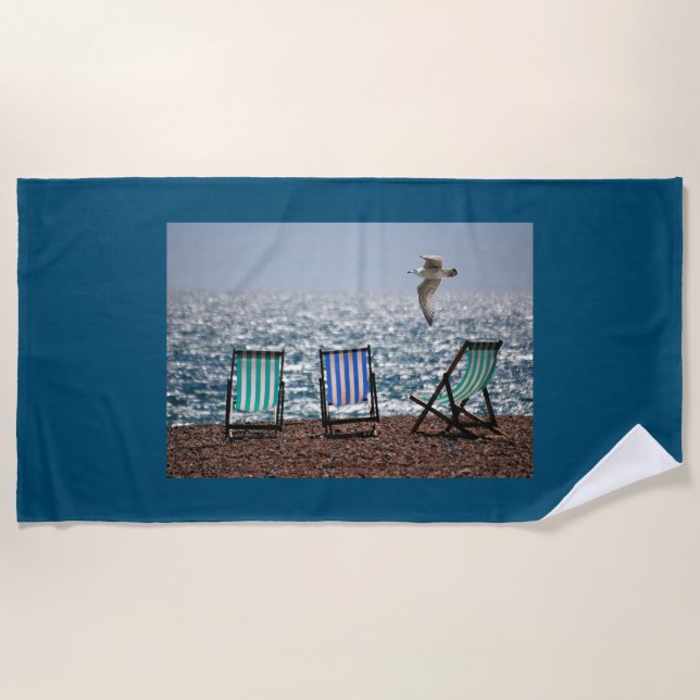 Serviette de plage avec scène relaxante de l'océan (Devant)
