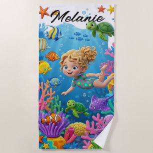 Serviette De Plage Aventure personnalisée du récif de corail magique