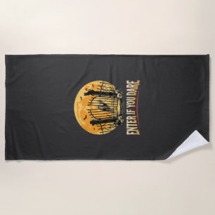 Serviette De Plage Avertissement de lune hantée Halloween