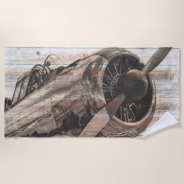 Serviette De Plage Avion Vintage (Devant)