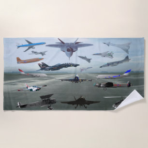 SERVIETTE DE PLAGE AVIONS SUR UN CIEL BLEU DE LA CAROLINE