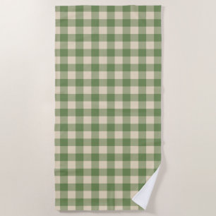 Serviette De Plage Avocado Green Cottagecore En vichy Check Plaid