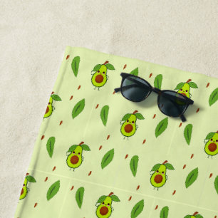 Serviette De Plage Avocat Cute kawaii vert