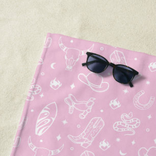 Serviette De Plage Bachelorette de cowgirl rose personnalisée