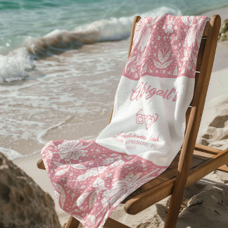 Serviette De Plage Bachelorette Florale rose William Morris Motif