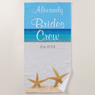 Serviette De Plage Bachelorette Mariée Starfish en Mariage de sable