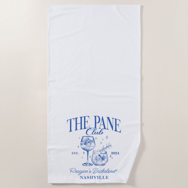 Serviette De Plage Bachelorette personnalisée Retro Cocktail bleu (Devant)