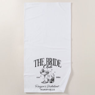 Serviette De Plage Bachelorette Retro Cocktail Black Bride