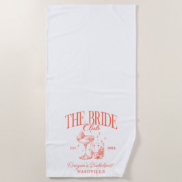 Serviette De Plage Bachelorette Retro Cocktail Orange Bride