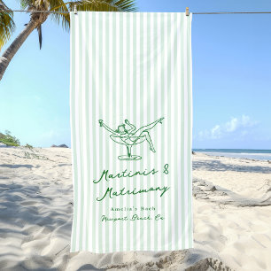 Serviette De Plage Bachelorette verte Martinis & Mariony