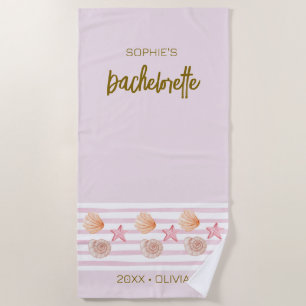 Serviette De Plage Bachelorette week-end rose tropical personnalisé