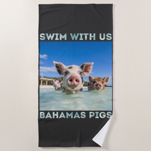 Serviette De Plage Bahamas Pigs de natation Exuma (Devant)