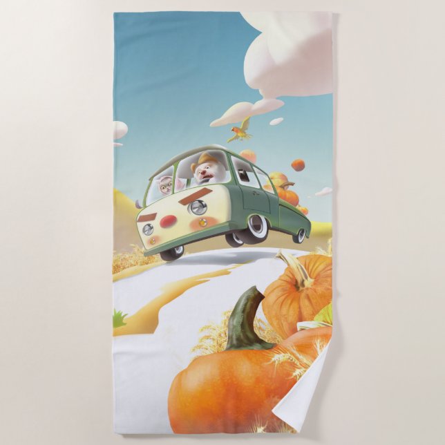Serviette De Plage Balade en Citrouille lunaire (Devant)