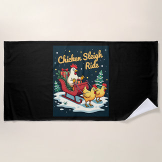 Serviette De Plage Balade en traîneau de poulet