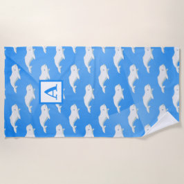Serviette De Plage Baleine béluga personnalisée Bleu, Océan Arctique