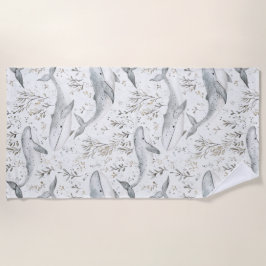 Serviette De Plage Baleines gris océanique