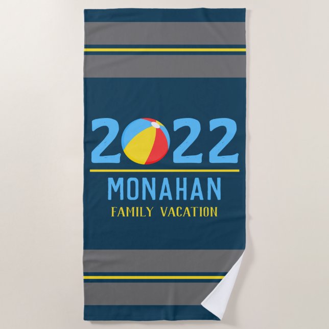 Serviette De Plage Balle de plage personnalisée pour vacances en fami (Devant)