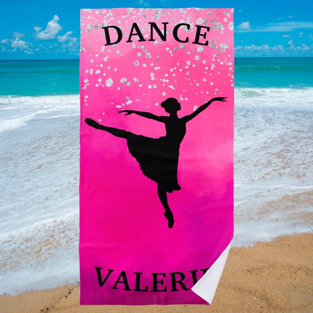 Serviette De Plage Ballerina Dance Pink Ombre Sparkle (Créateur téléchargé)