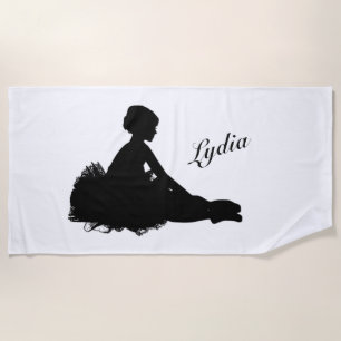 Serviette De Plage Ballerine Fatiguée Personnalisée avec Nom