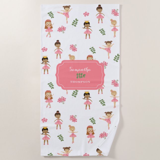 Serviette De Plage Ballet Pink Ballerinas Danser Motif fille (Devant)
