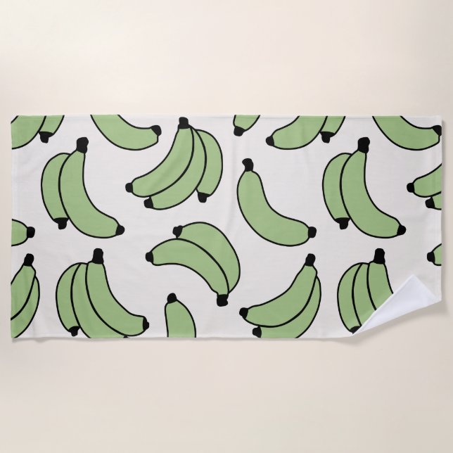 Serviette De Plage Banana Parade Sage Green (Devant)