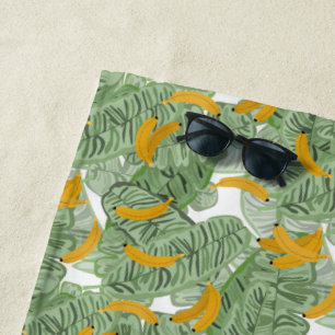 Serviette De Plage Banane tropicale moderne verte