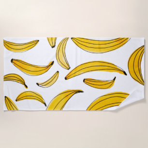 Serviette De Plage Bananes d'aquarelle - jaune