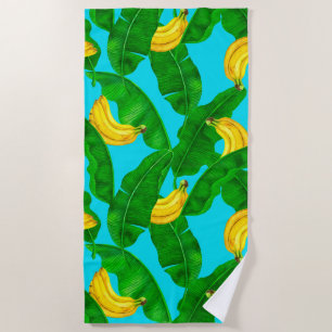 Serviette De Plage Bananes et aquarelle feuille