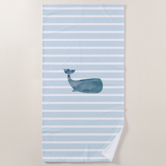 Serviette De Plage Bande nautique de baleine (Devant)