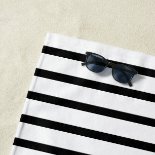Serviette De Plage Bande Noire Et Blanche