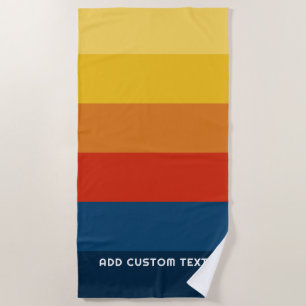 Serviette De Plage Bandes de coucher de soleil rétroactives avec nom