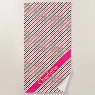 Serviette De Plage Bandes diagonales en or rose