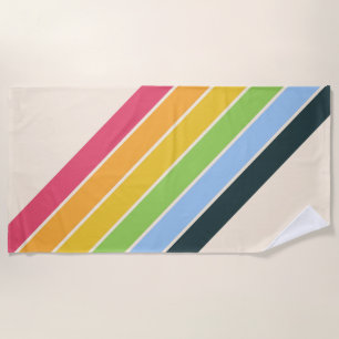 Serviette De Plage Bandes rétro Colorée les années 70 80s Design