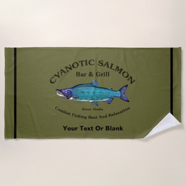Serviette De Plage Bar et Grill Saumon Cyanotique (Devant)