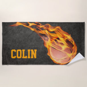 Serviette De Plage Basket-ball Fiery personnalisé