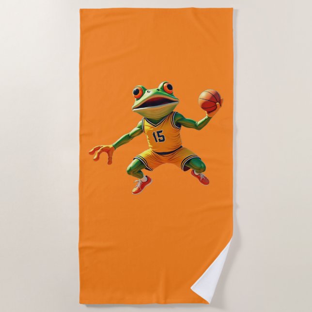 Serviette De Plage Basketball Frog orange beach towel (Devant)