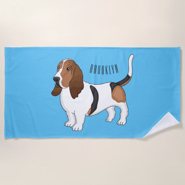 Serviette De Plage Basset hound dessin de chien (Devant)