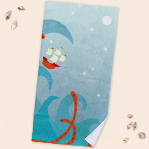Serviette De Plage Bateau à voiles Monstre marin