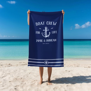 Serviette De Plage Bateau Crew For Life Nautique Moderne Nom Personna