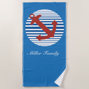 Serviette De Plage Bateau de croisière avec l'ancre et le nom de