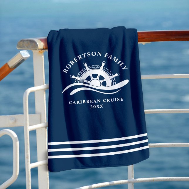 Serviette De Plage Bateau de croisière de famille nautique Roue Marin (Créateur téléchargé)