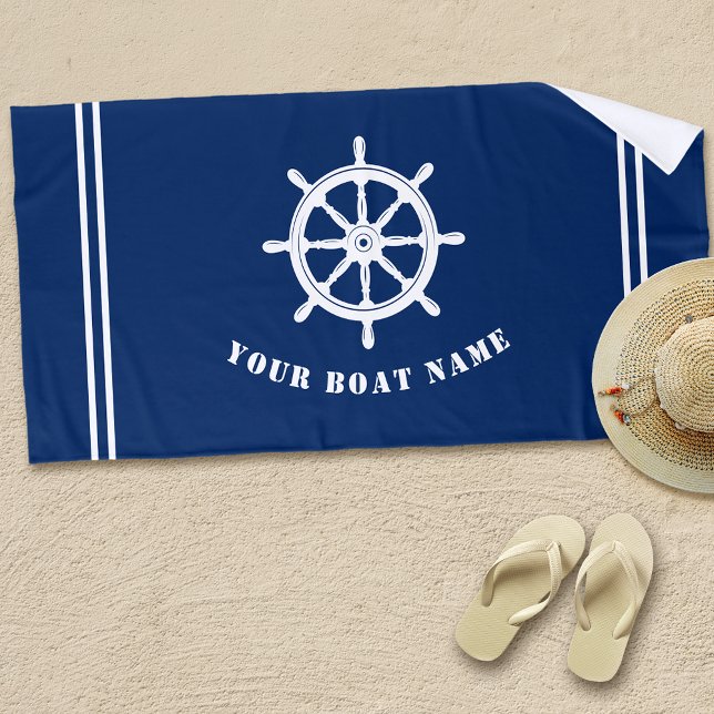 Serviette De Plage Bateau ou nom Navires nautiques Roue Helm Marine B (Créateur téléchargé)